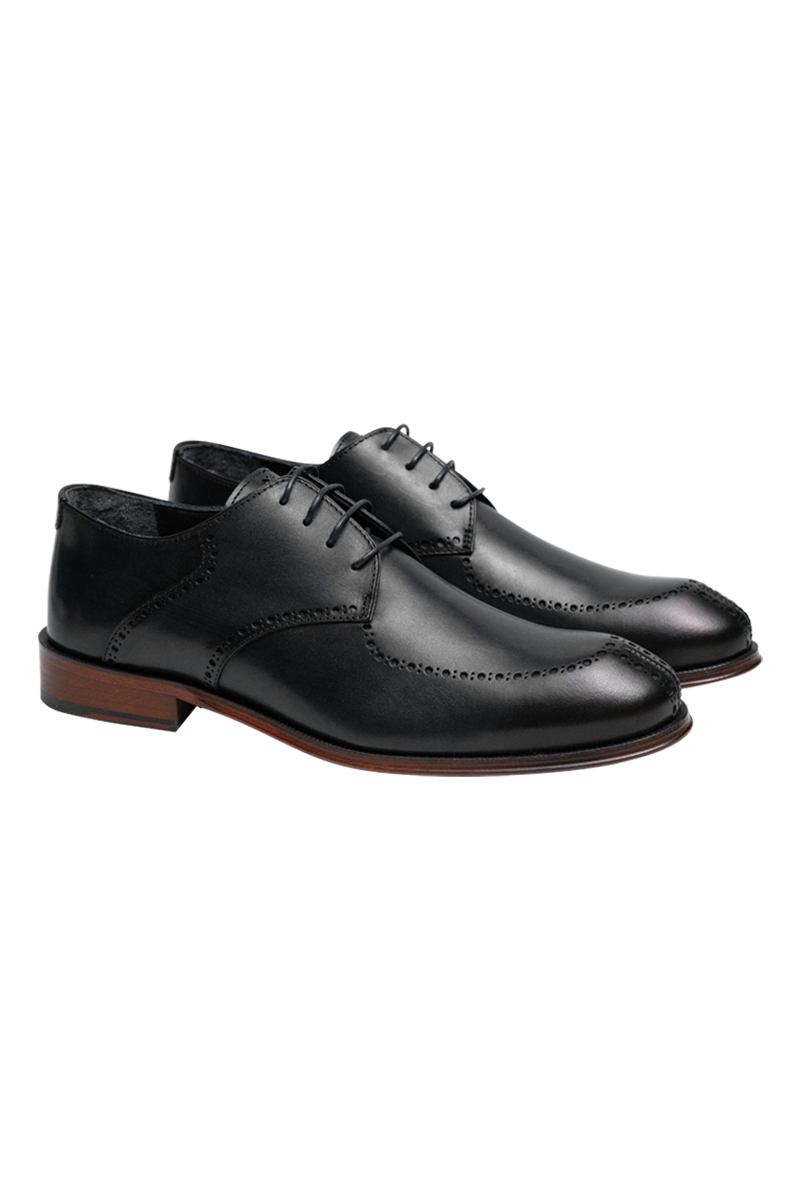 Lir delikli, welt dikişli ve deri dış tabanlı şık Derby brogue.