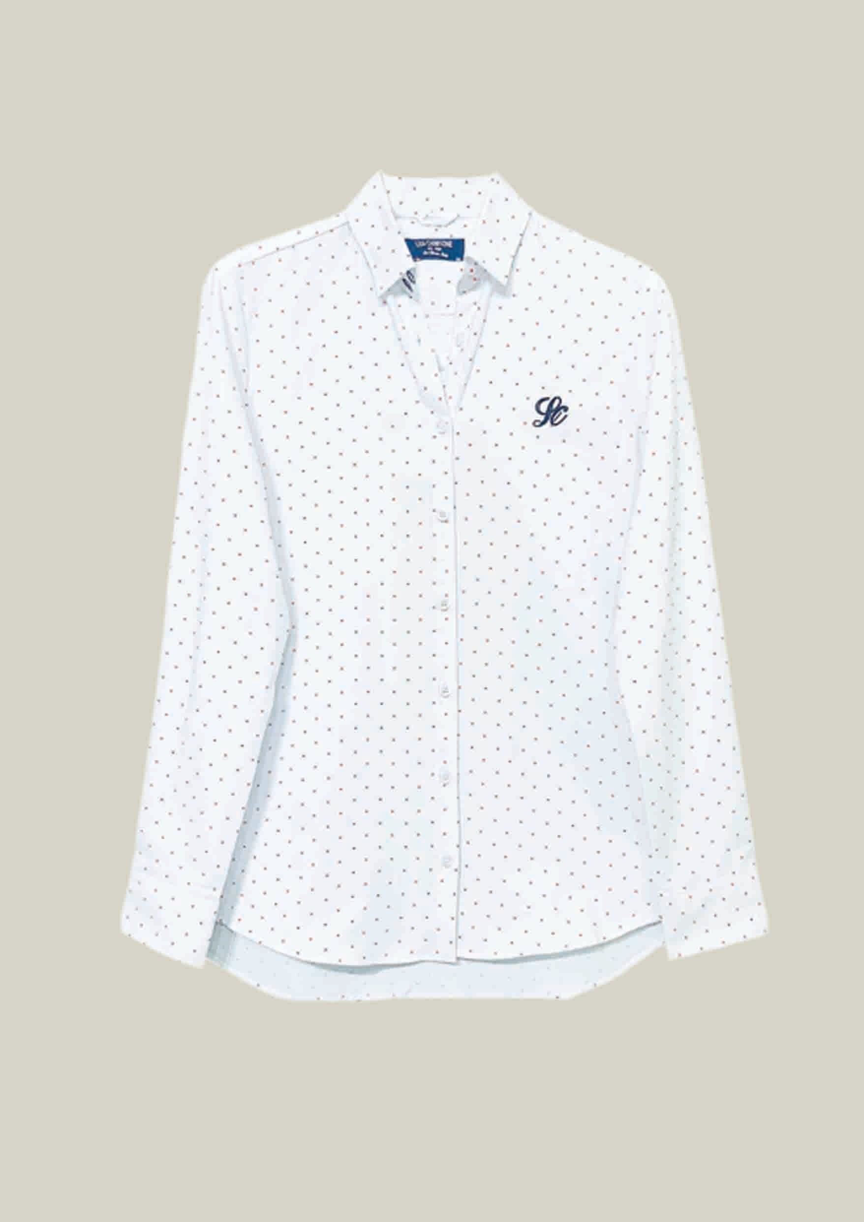 Damen Hemd mit Punktmuster – White