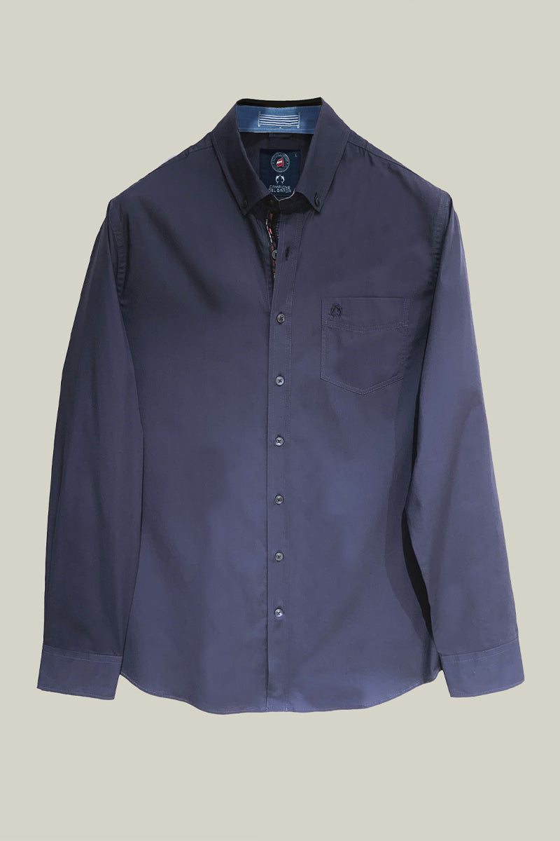 Erkek günlük gömlek Deniz mavisi – göğüs cepli