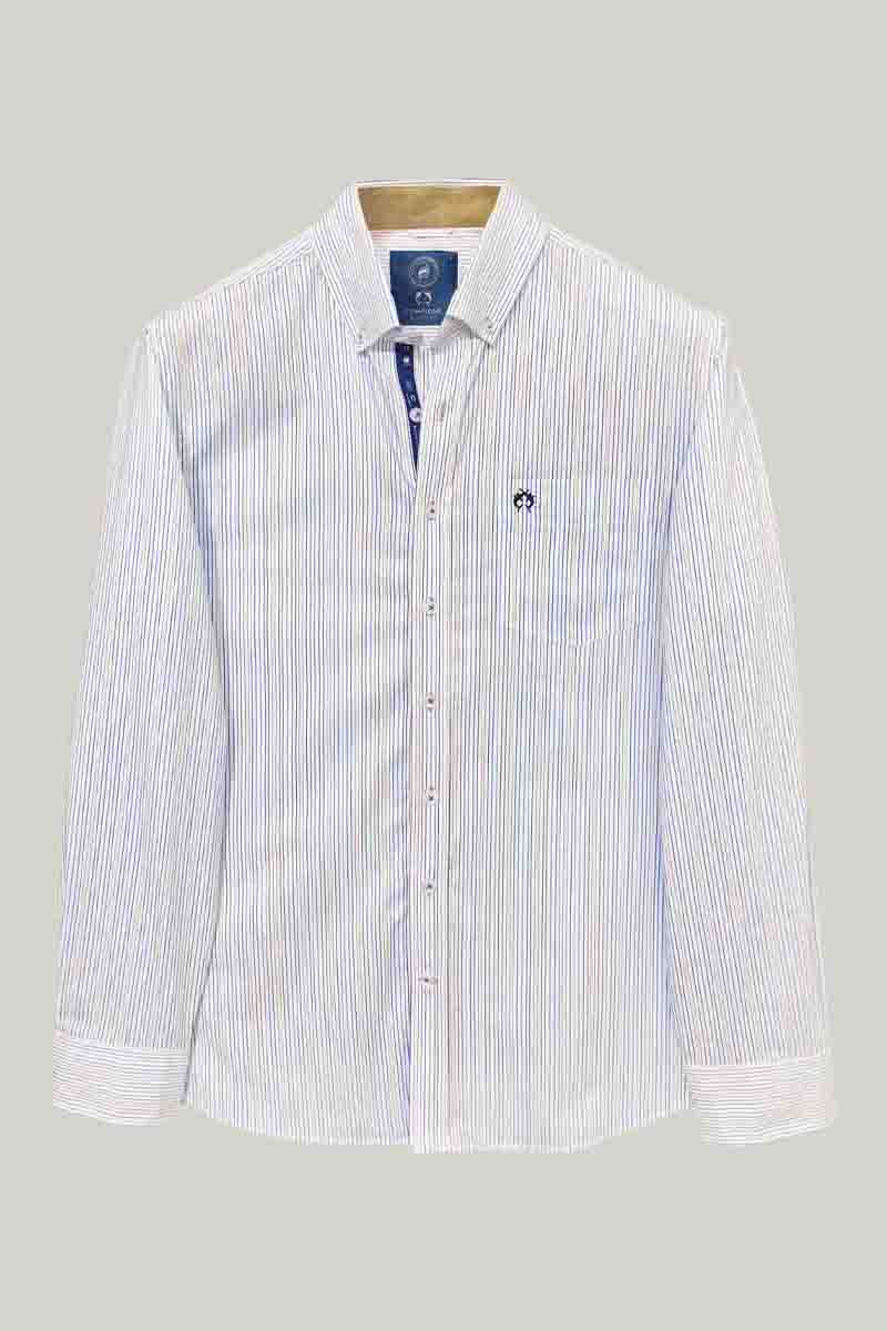Men's Casual Shirt Modern Fit – Blue White Striped Cotton