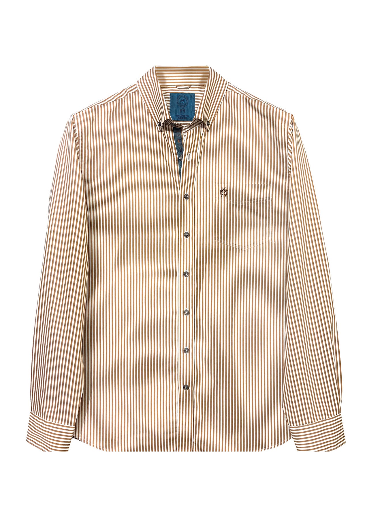 Herren Hemd Modern Fit – Beigebraun Gestreift 100% Baumwolle