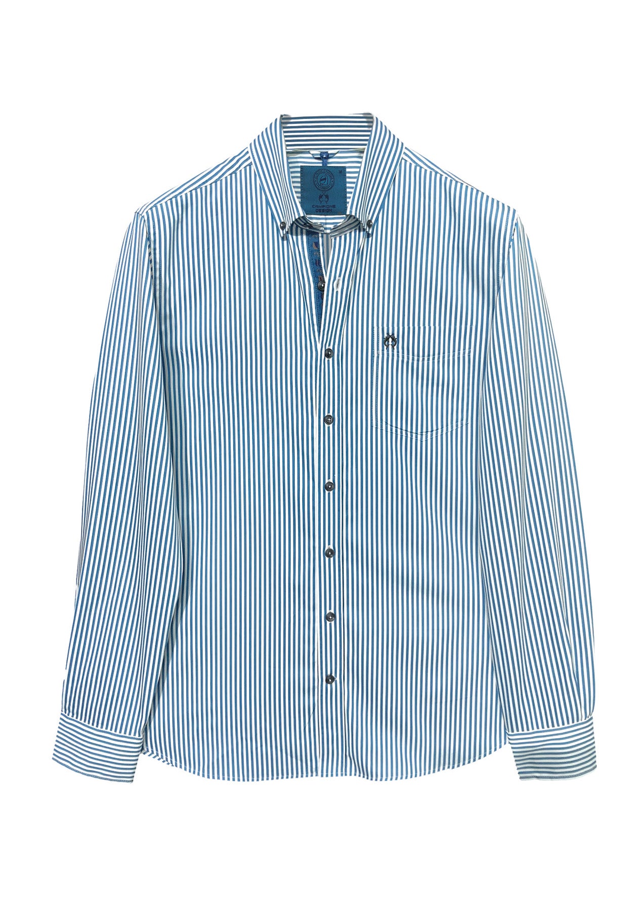 Herren Hemd Modern Fit – Blue White Gestreift 100% Baumwolle