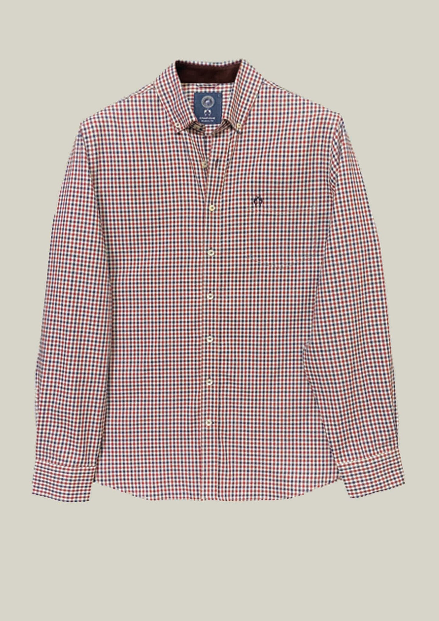Herren Hemd Modern Fit – Kariert Red Blue White 100% Baumwolle