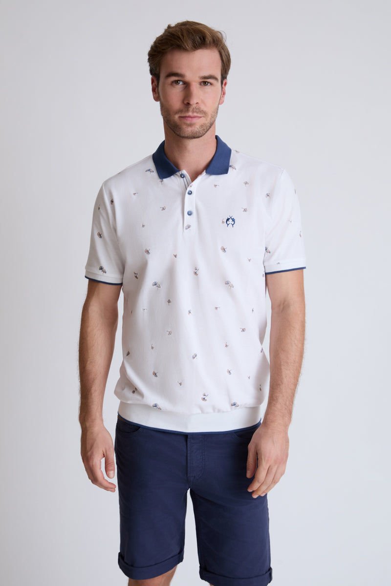 Polo-T-Shirt aus reiner Baumwolle mit Button-Down-Kragen – white combi 1 #Farbe_10011 white combi 1