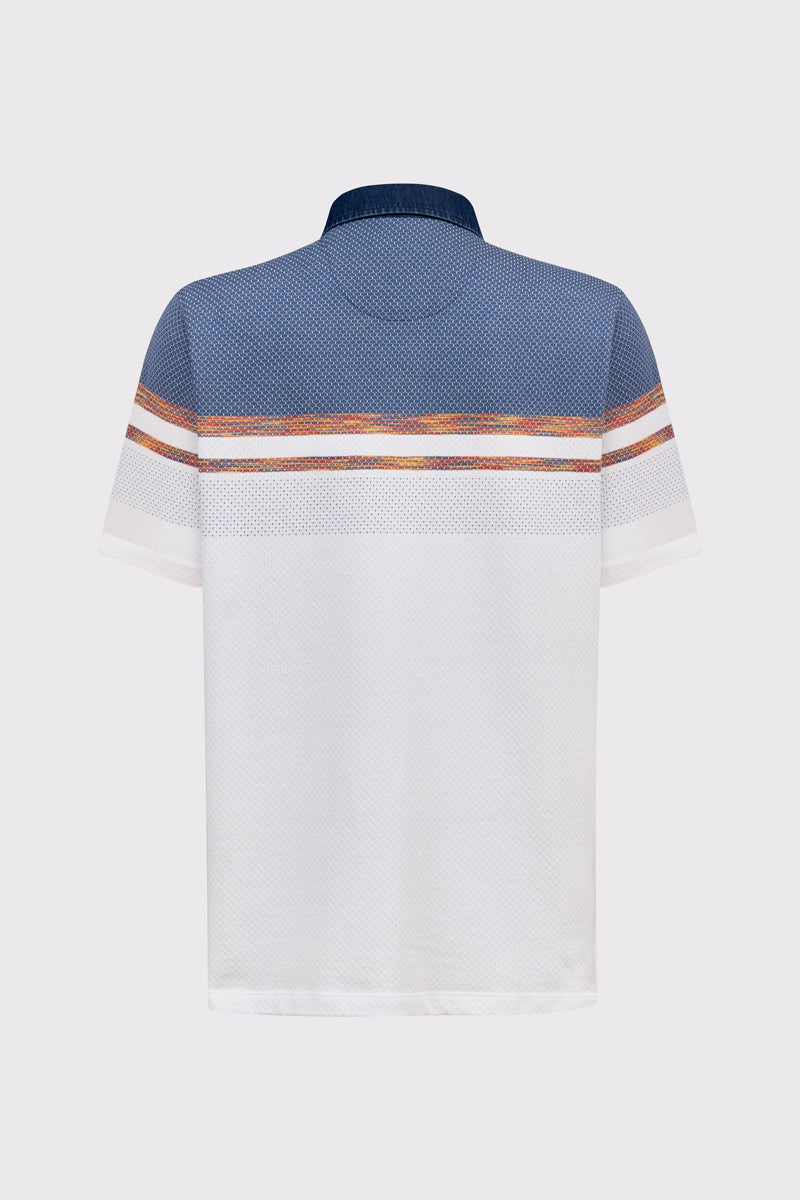 Pure cotton polo shirt with gradient design (short-sleeved)