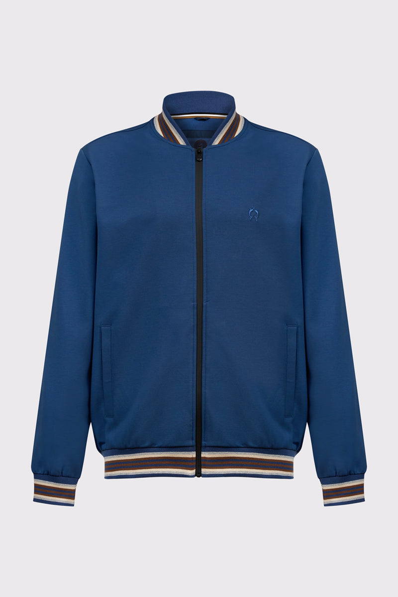 Sweatshirt jacket in cotton-polyester blend with stand-up collar (long-sleeved)