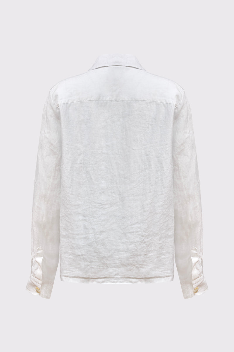 Overshirt aus reinem Leinen mit Knopfleiste und Brusttaschen – white #Farbe_10000 white