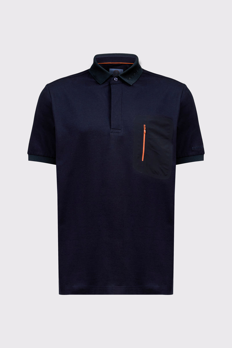 Polo-Shirt aus Modal-Baumwolle-Polyester-Mix mit Brusttasche – navy #Farbe_85400 navy