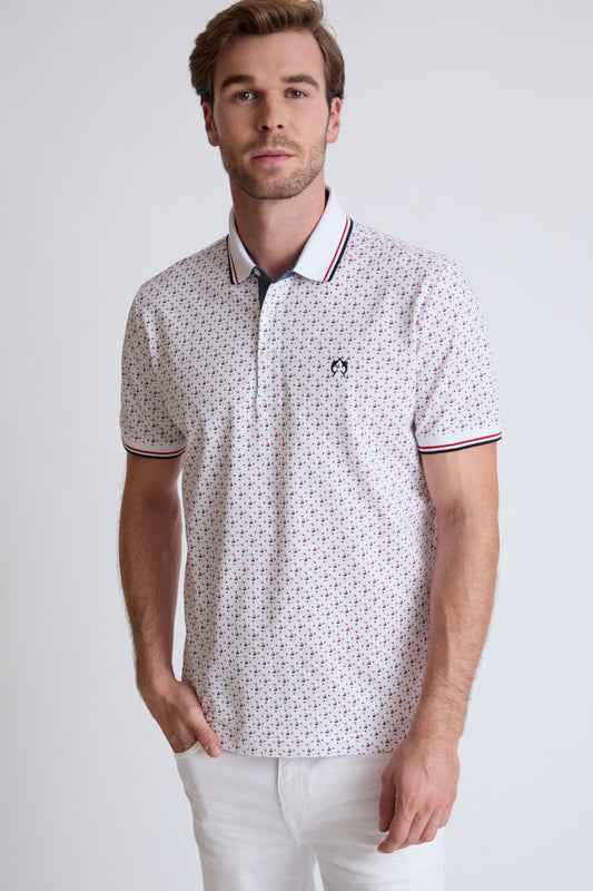 Claudio Campione Baumwoll-Polo mit maritimem Allover-Print
