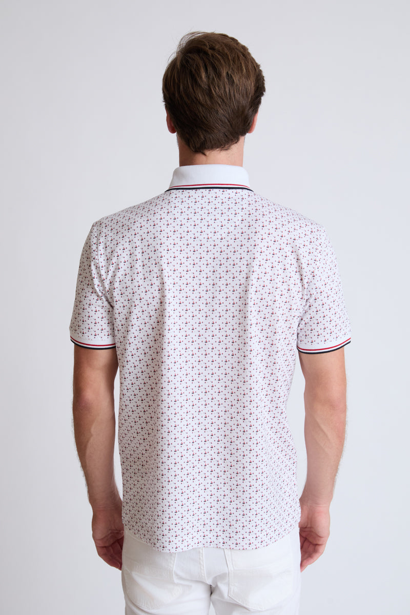 Claudio Campione Cotton Polo with Maritime All-Over Print