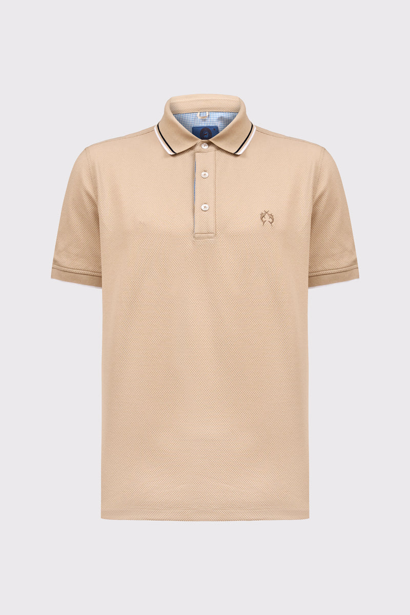 Herren Polo-Shirt Piqué – Baumwolle-Elasthan, modern – sand #Farbe_40900 sand