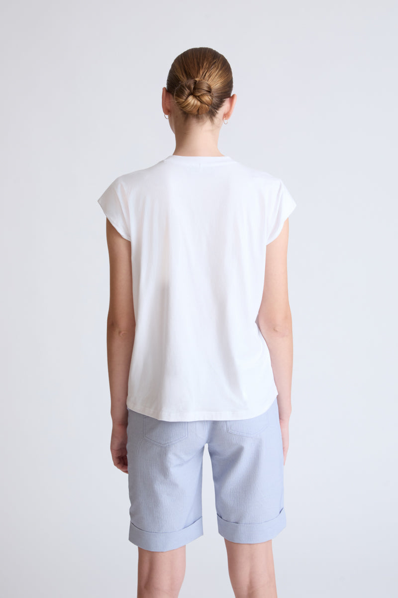 Cotton-modal T-shirt with maritime anchor embroidery