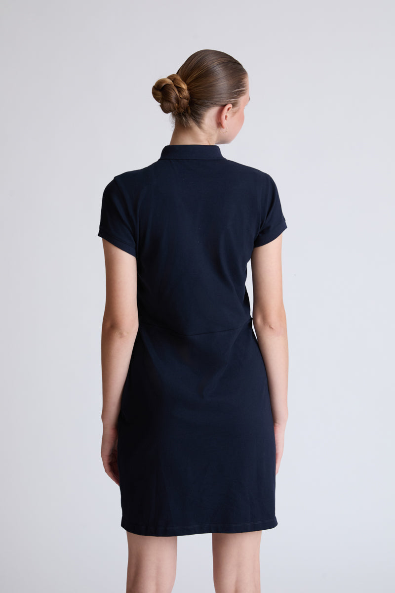 Cotton-elastane polo dress with 1/2-sleeves