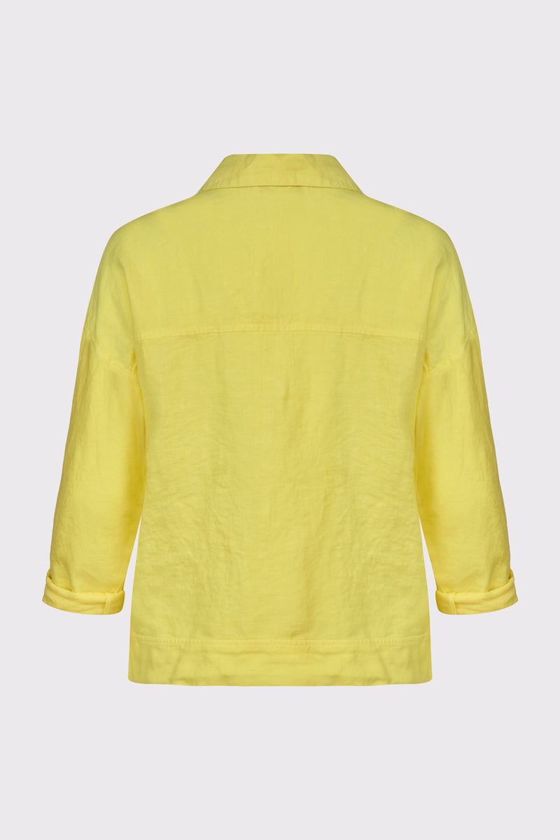 Jacke aus reinem Leinen mit Lochstickerei und Brusttaschen
