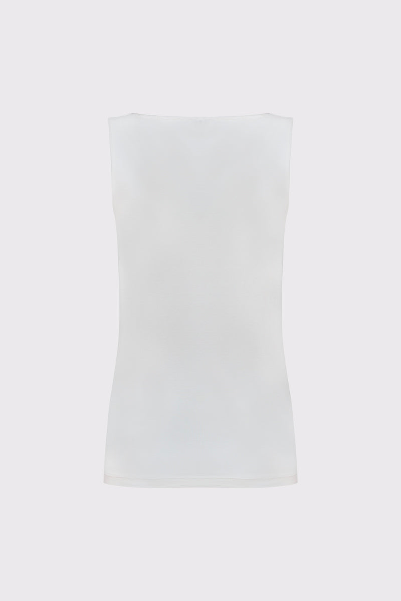 Viscose-elastane top with a waterfall neckline