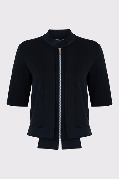 Kurzarm-Sweat-Jacke aus Modal-Polyester-Mix mit Reißverschluss