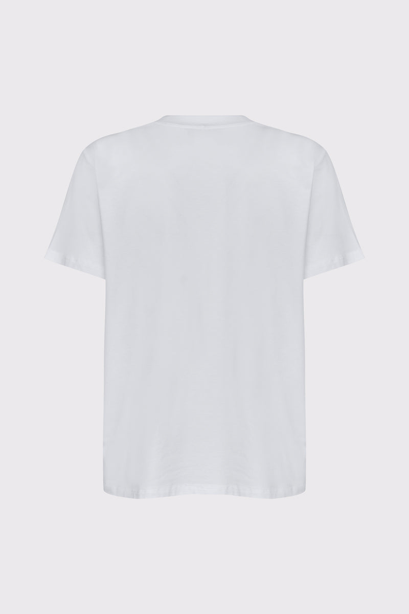T-Shirt aus Baumwolle-Elasthan mit Glitzerstein-Motiv – white #Farbe_10000 white