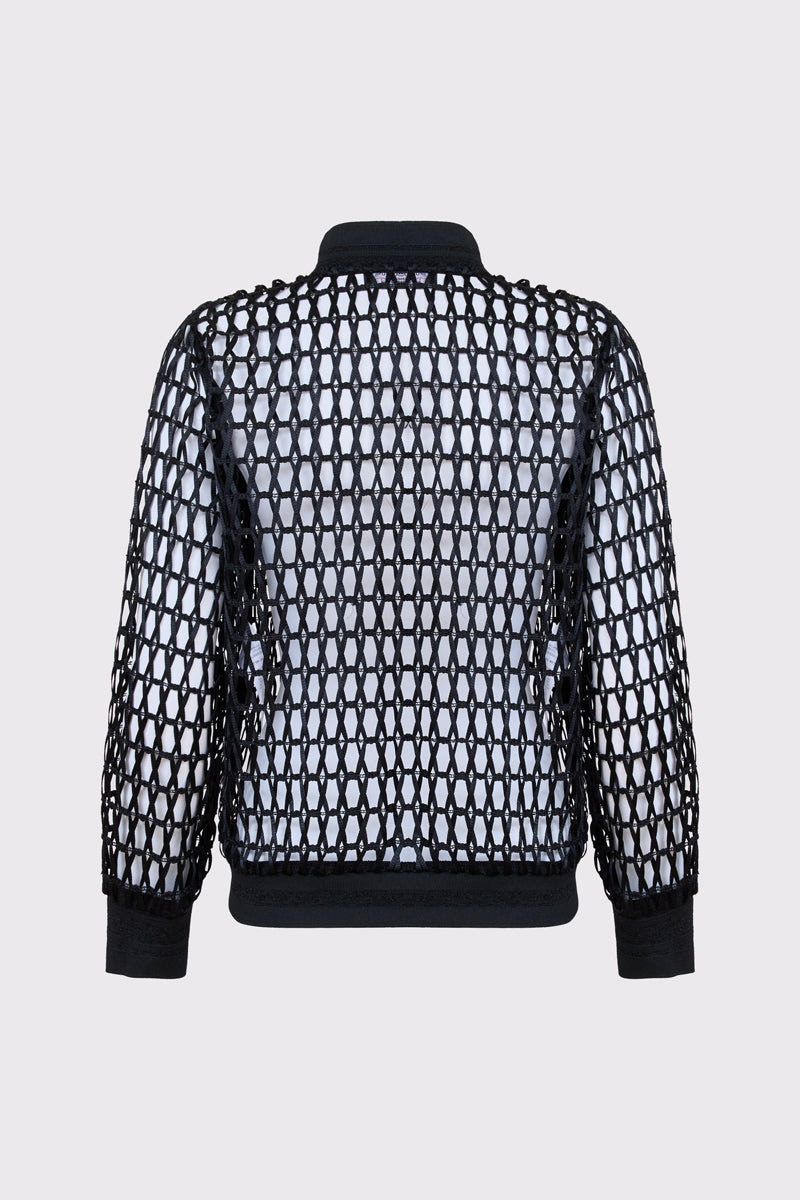 Polyester blouson jacket with mesh structure and zipper