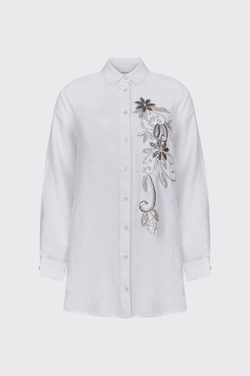 Lycra blouse with floral ornamental embroidery