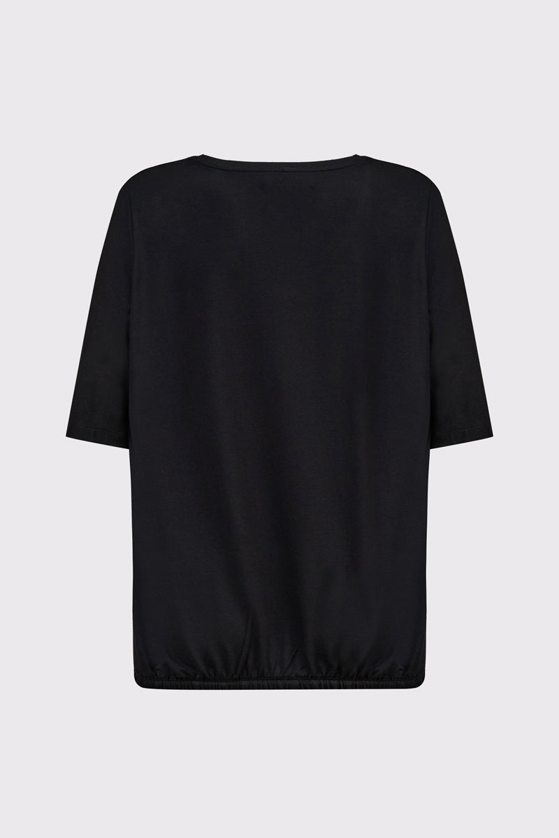 T‑Shirt aus Bambus‑Viskose‑Elasthan mit Rundhalsausschnitt und Tunnelzug – black #Farbe_93000 black