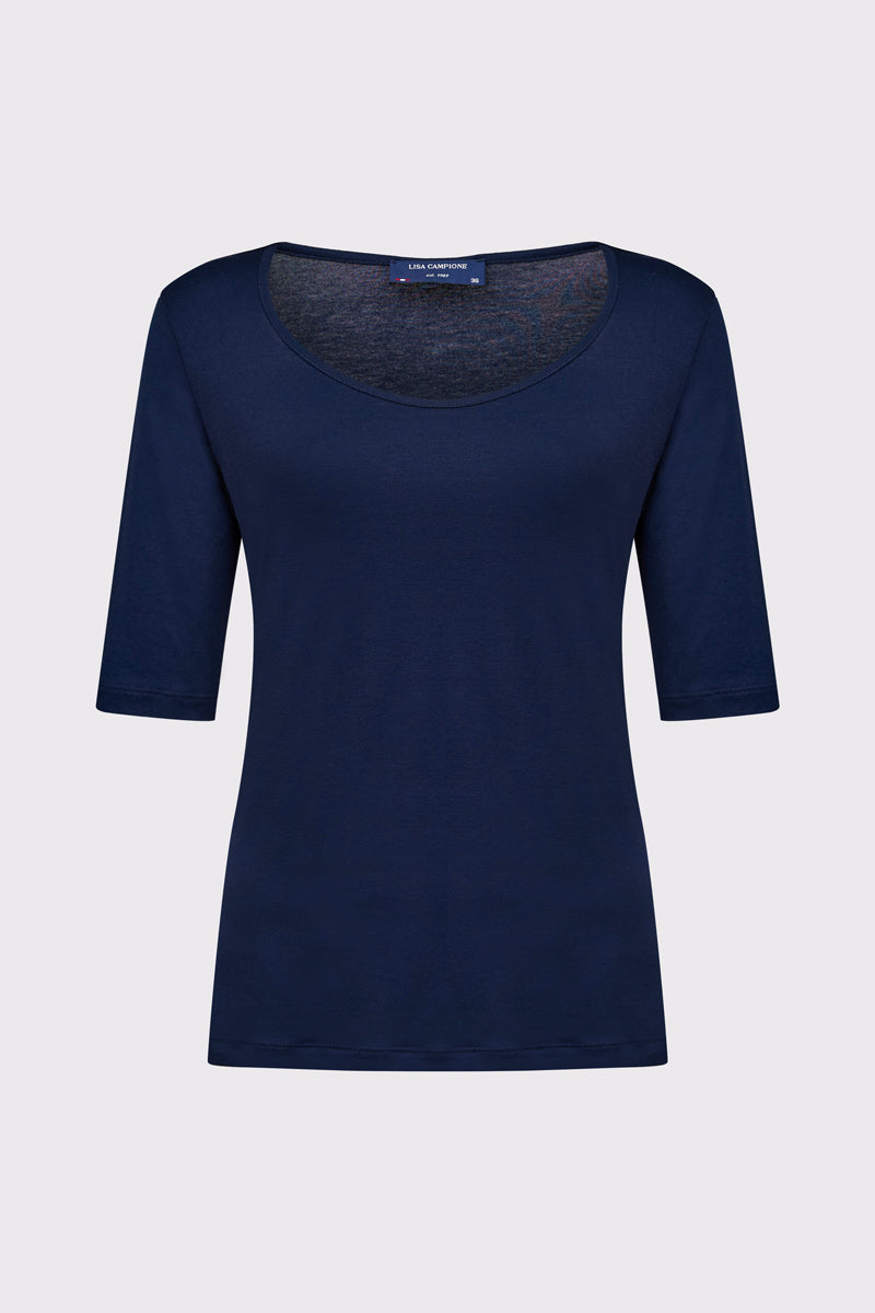 T‑Shirt aus Bambus‑Viskose‑Elasthan mit Rundhalsausschnitt – navy #Farbe_85400 navy