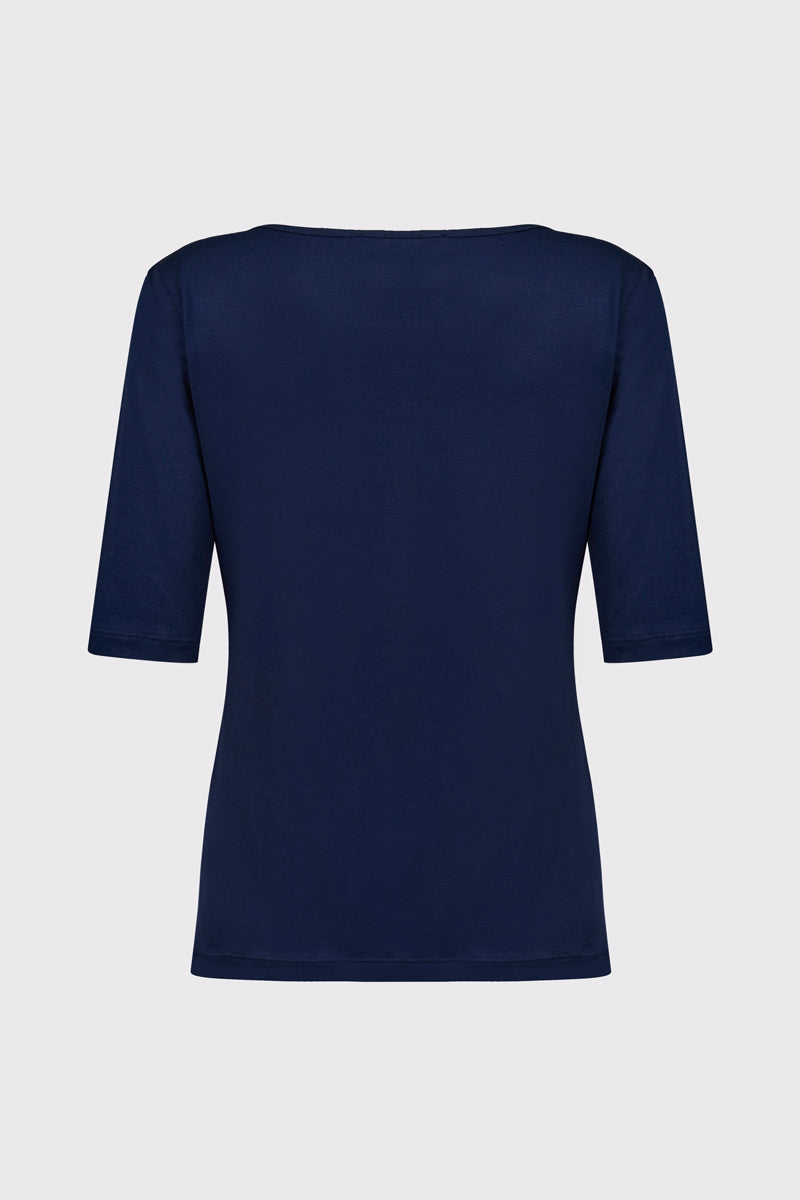 T‑Shirt aus Bambus‑Viskose‑Elasthan mit Rundhalsausschnitt – navy #Farbe_85400 navy