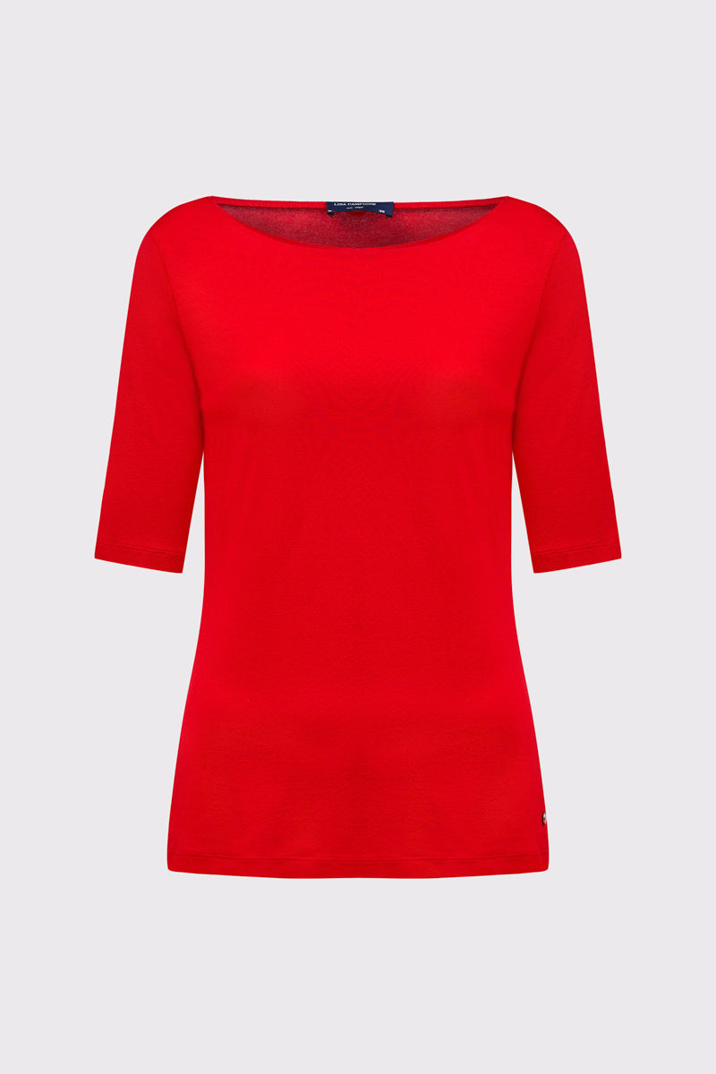T‑Shirt aus Bambus‑Viskose‑Elasthan mit Rundhalsausschnitt – red #Farbe_60100 red