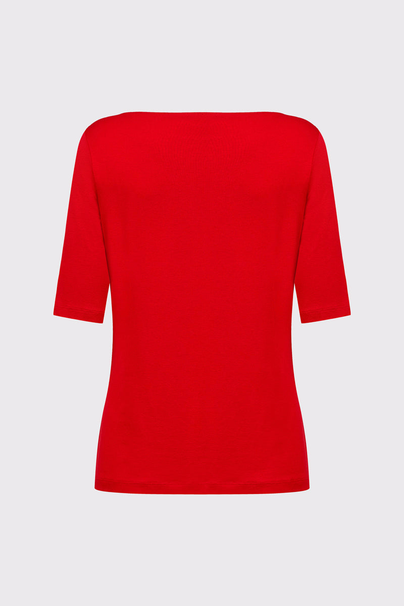 T‑Shirt aus Bambus‑Viskose‑Elasthan mit Rundhalsausschnitt – red #Farbe_60100 red