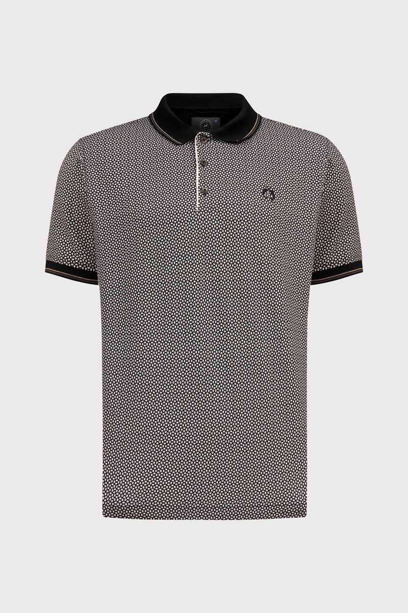 Men's Polo Shirt with All-Over Pattern – Cotton-Elastane