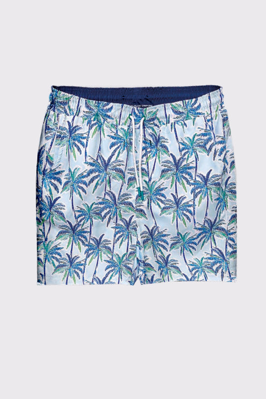 Summer Swim Shorts with All-Over Print – Stripes & Palms
