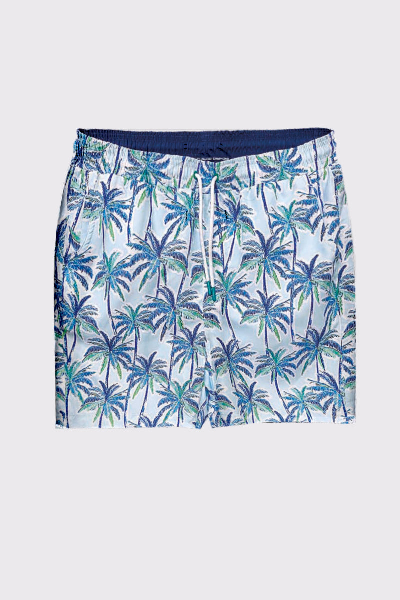 Sommer-Badeshorts mit Allover-Print – Streifen & Palmen – ice blue combi #Farbe_80911 ice blue combi