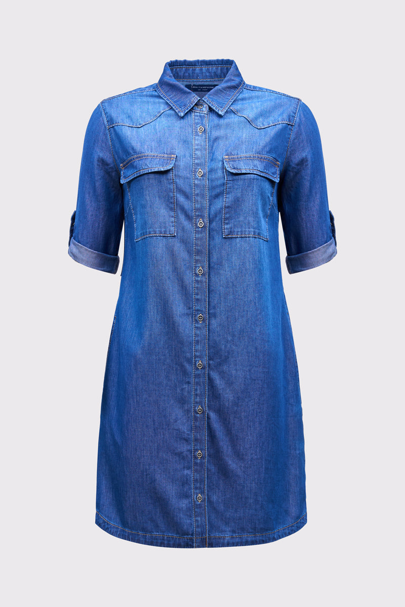 Jeans dress cotton lyocell button placket