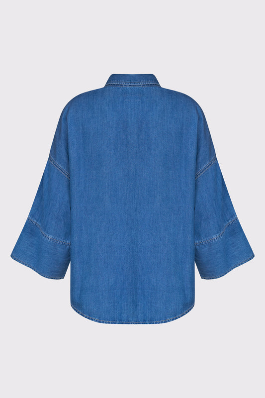 Cotton-Tencel-Modal blend denim shirt with decorative details
