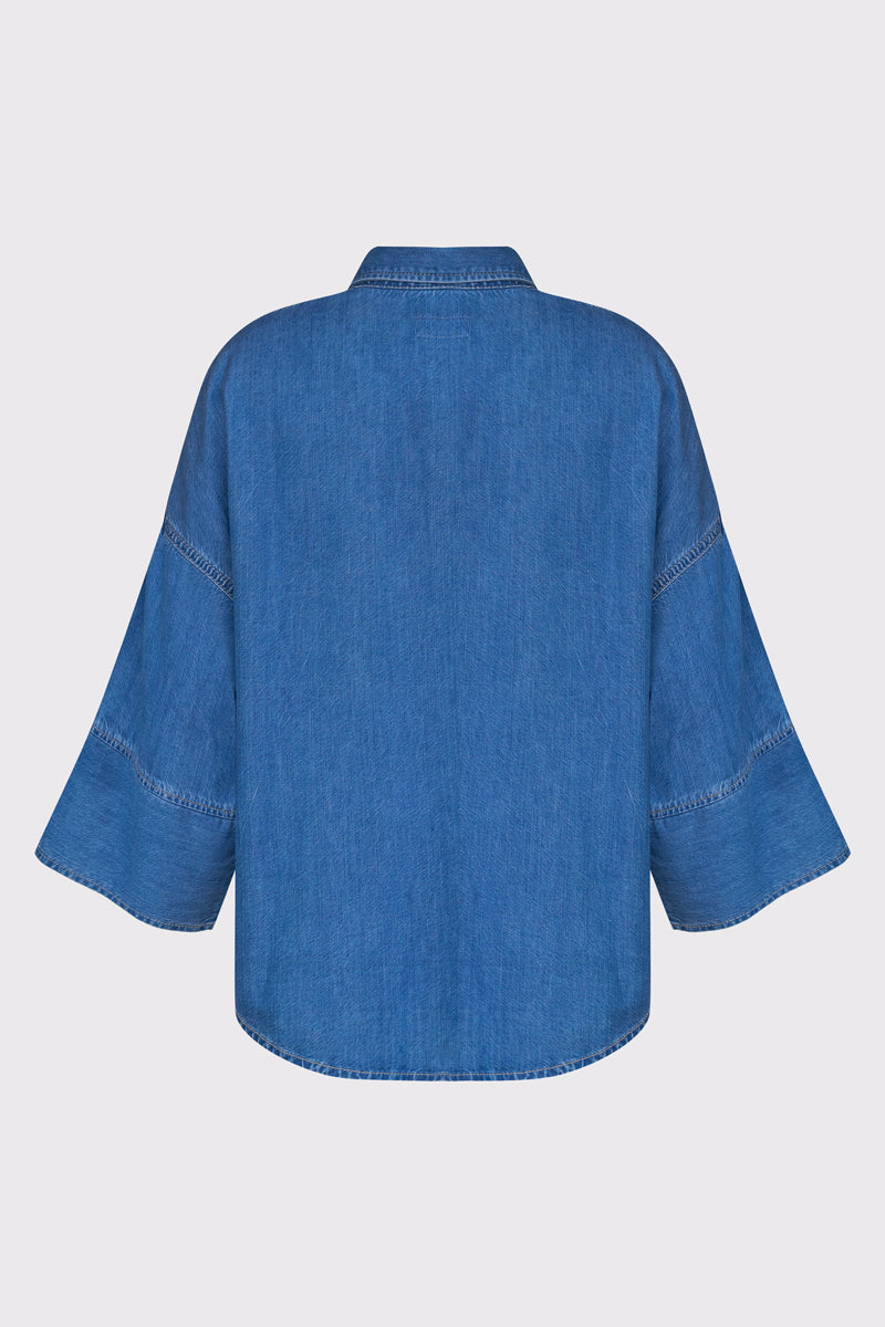 Cotton-Tencel-Modal blend denim shirt with decorative details