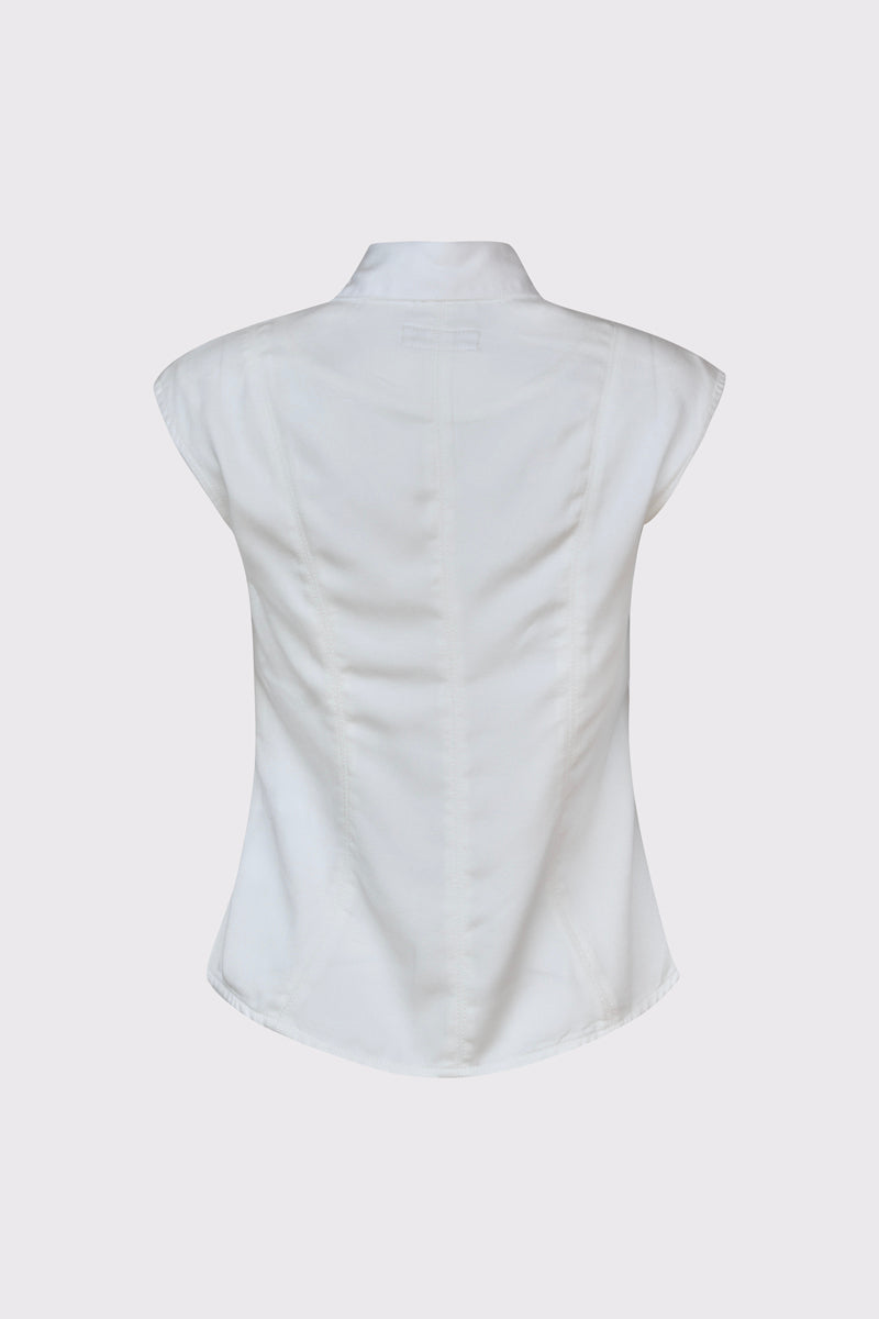 Sleeveless Tencel blouse with breast pockets and button placket (Women's Blouse)