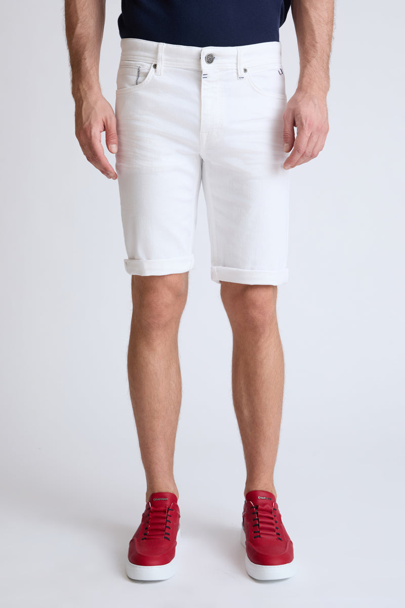 Yachting Denim-Shorts mit Umschlagsaum – white #Farbe_10000 white