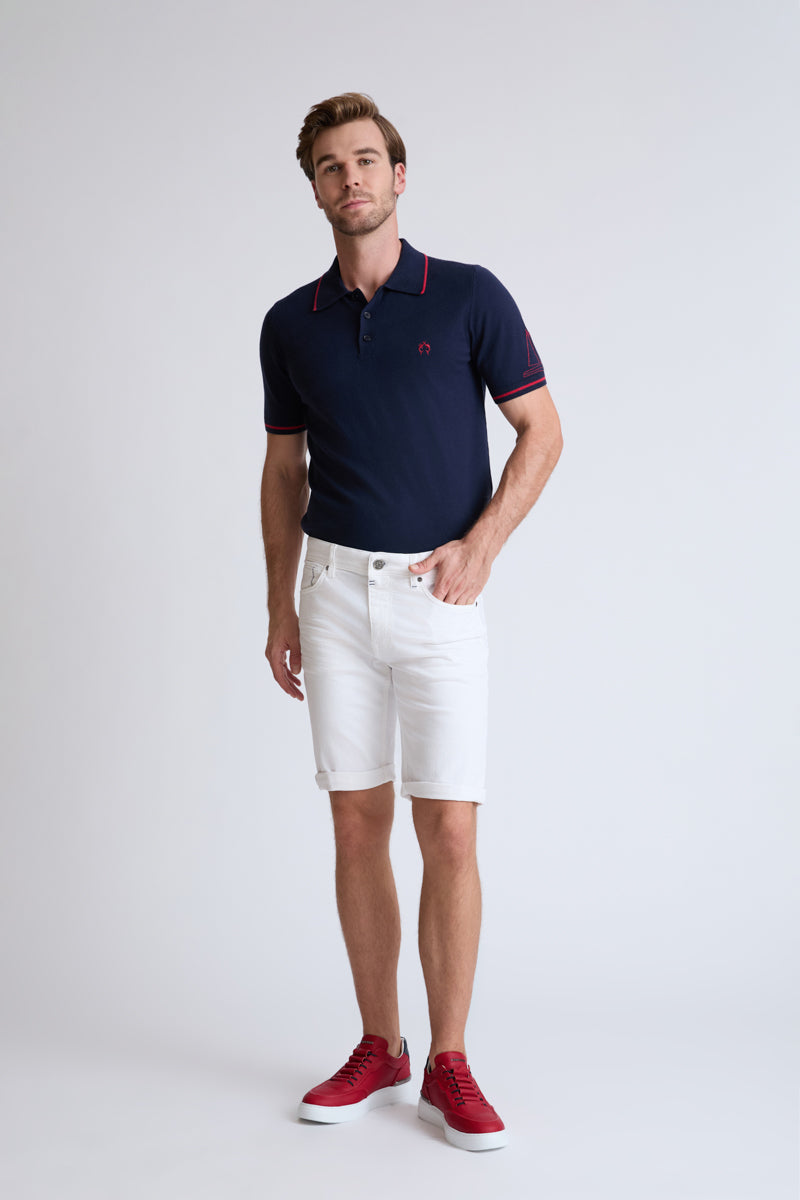Yachting Denim-Shorts mit Umschlagsaum – white #Farbe_10000 white