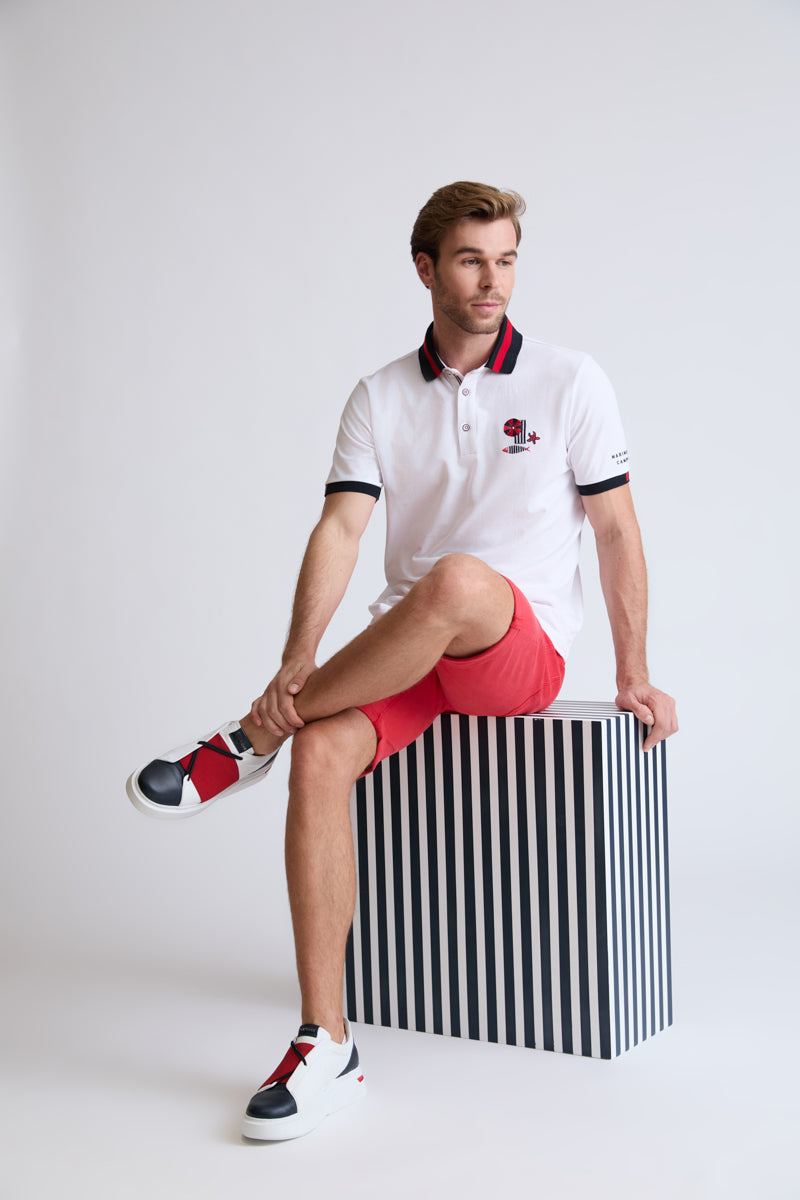 Yachting Denim-Shorts mit Umschlagsaum – red #Farbe_60100 red