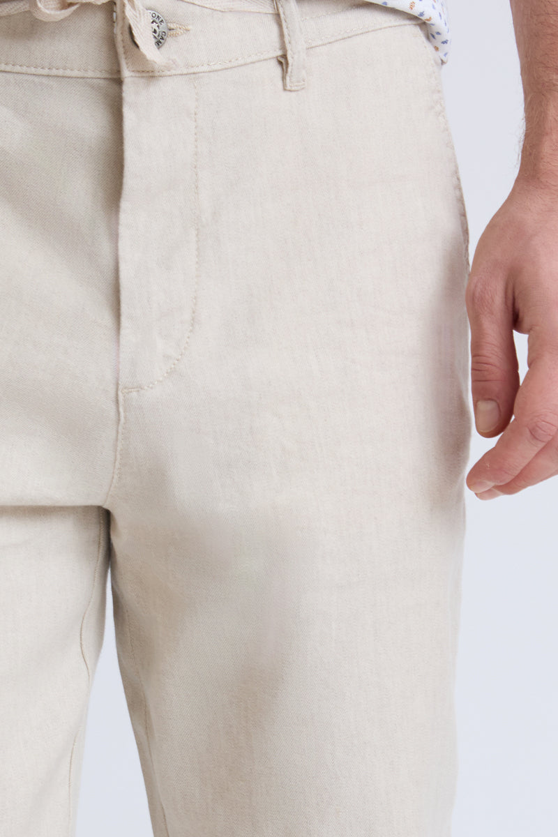 Linen-cotton trousers in a 5-pocket design with straight leg