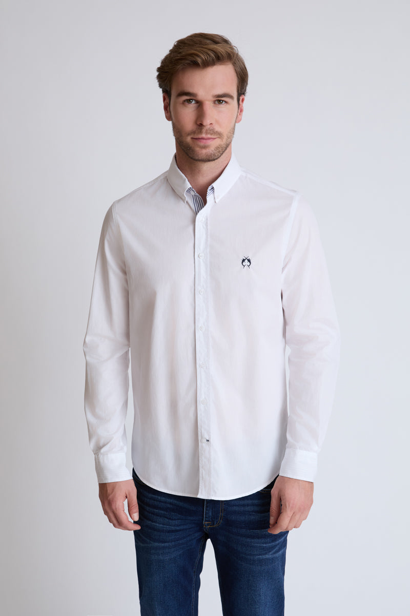 Cotton button-down shirt with long sleeves – classic & modern
