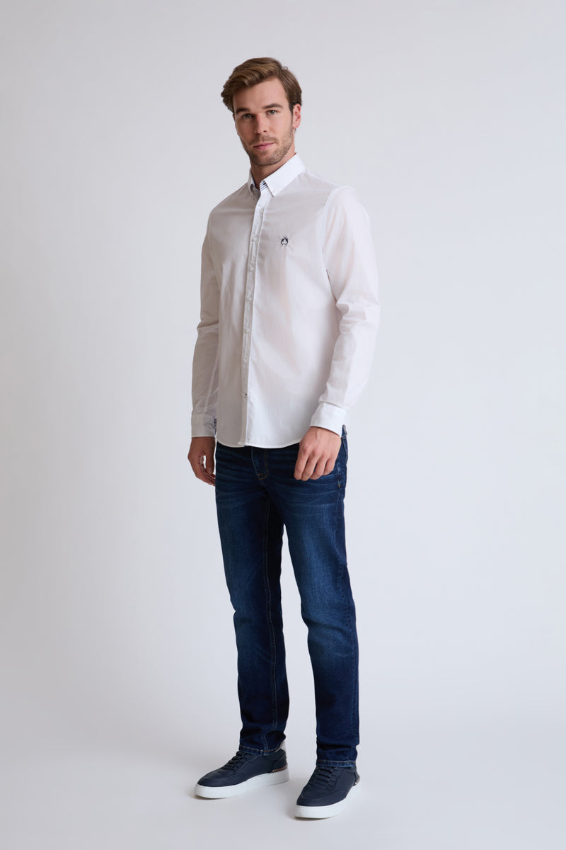 Cotton button-down shirt with long sleeves – classic & modern