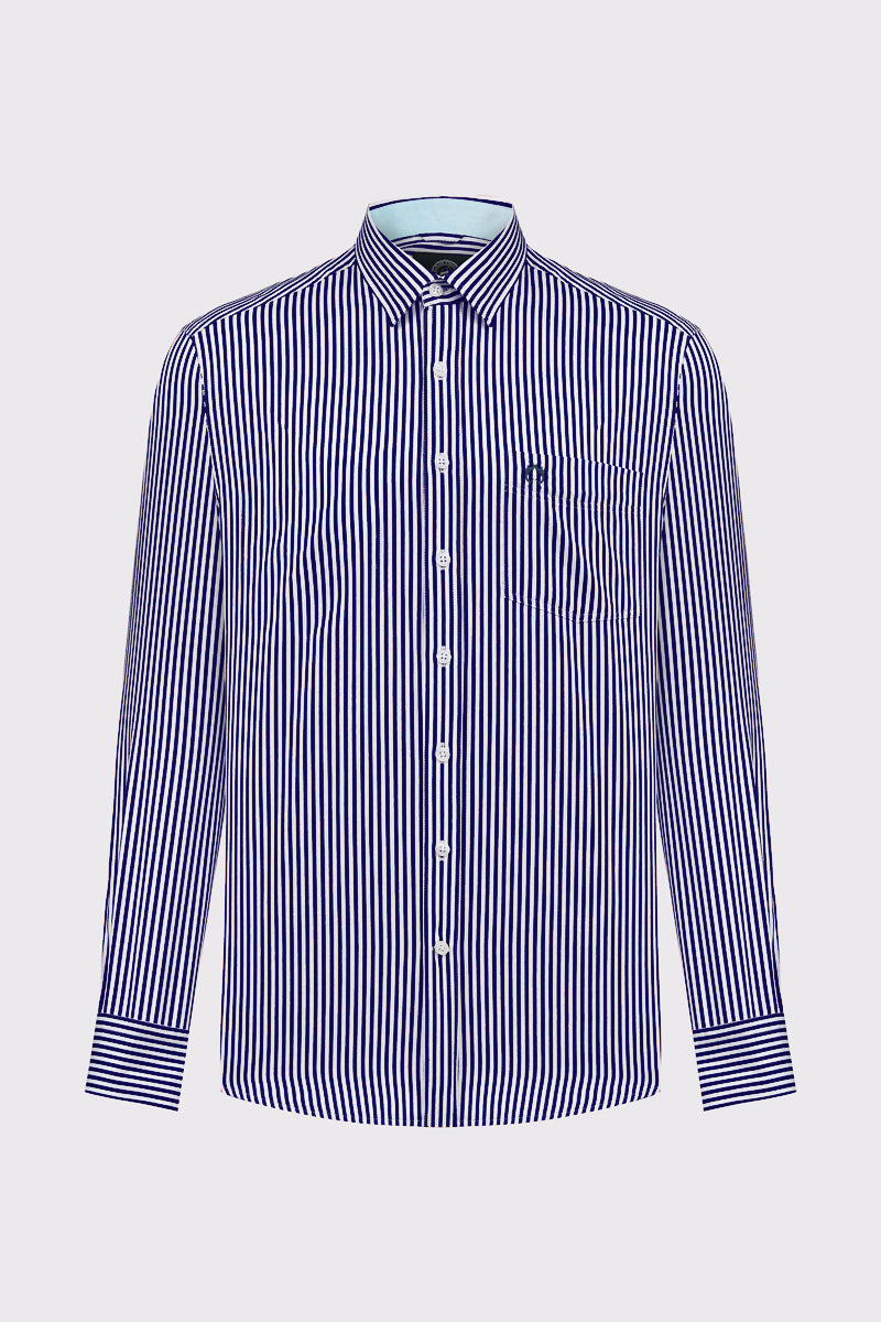 Button-Down-Hemd aus reiner Baumwolle mit Streifenmuster – navy stripe 4 #Farbe_85444 navy stripe 4