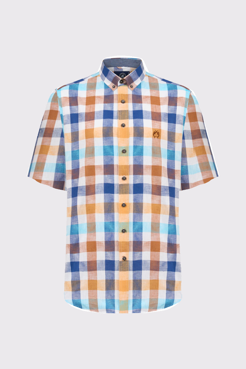 Modern Fit Hemd für sommerliche Casual-Looks – Turquoise Check 1 #Farbe_Turquoise Check 1