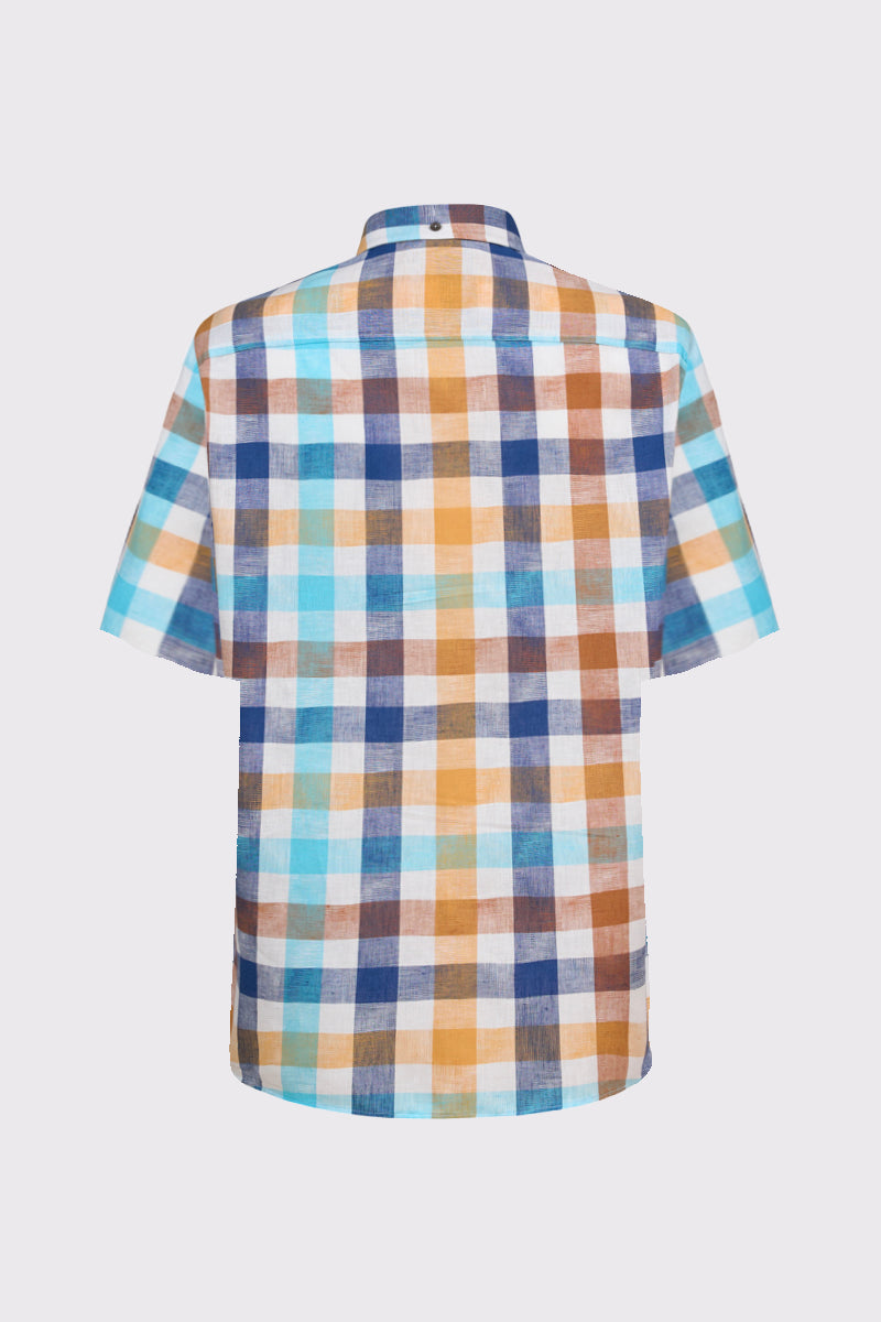 Modern Fit Hemd für sommerliche Casual-Looks – Turquoise Check 1 #Farbe_Turquoise Check 1