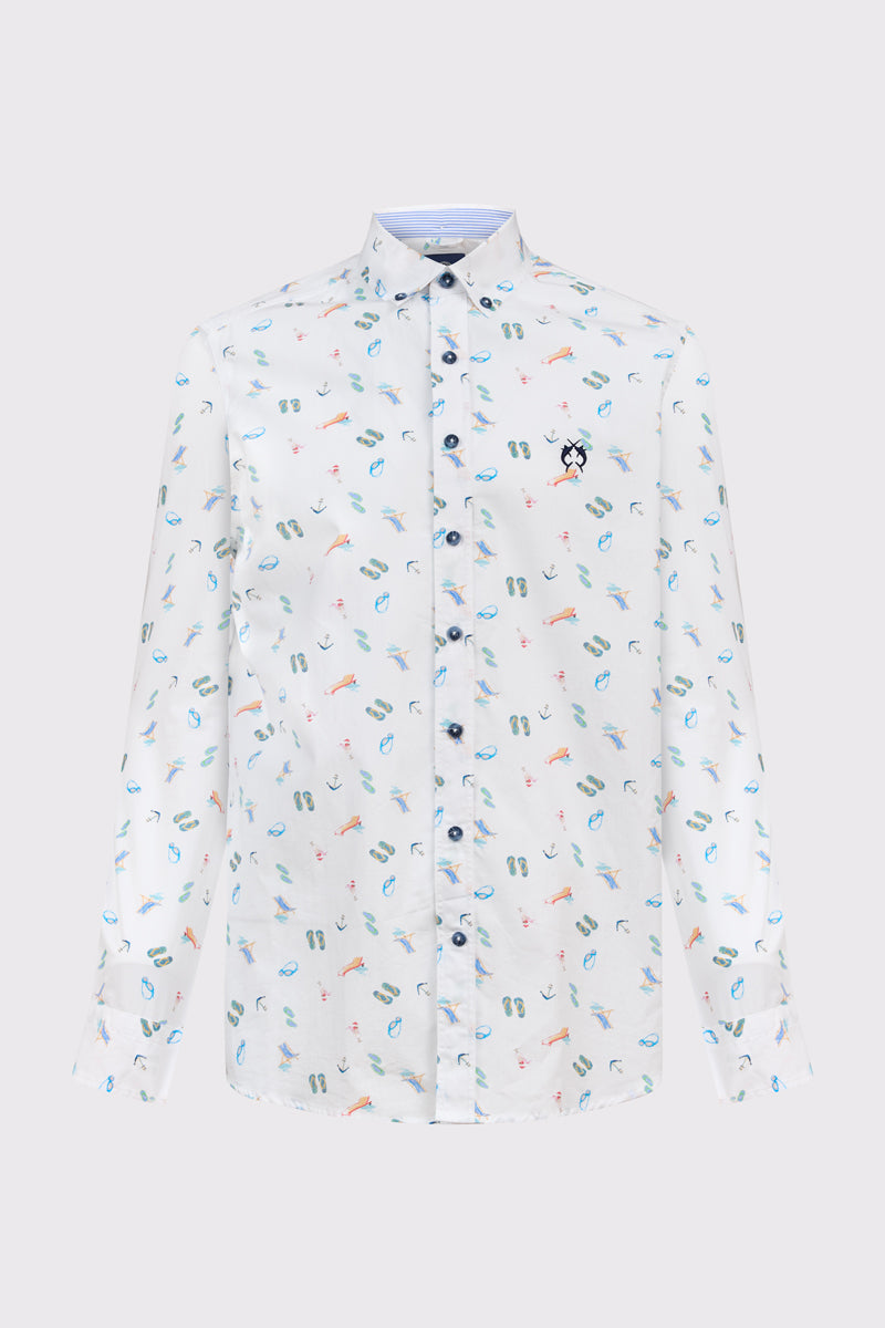 Regular Fit Hemd aus 100 % Baumwolle – Turquiose Print 1 #Farbe_Turquiose Print 1