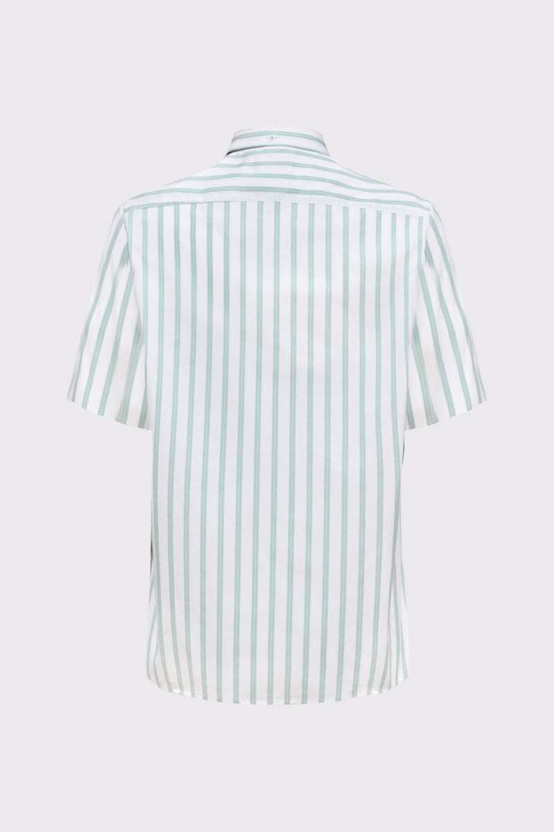 Kurzarm Button-Down-Hemd mit Stretch – Streifen Weiß/Hellgrün – green stripe 1 #Farbe_52341 green stripe 1