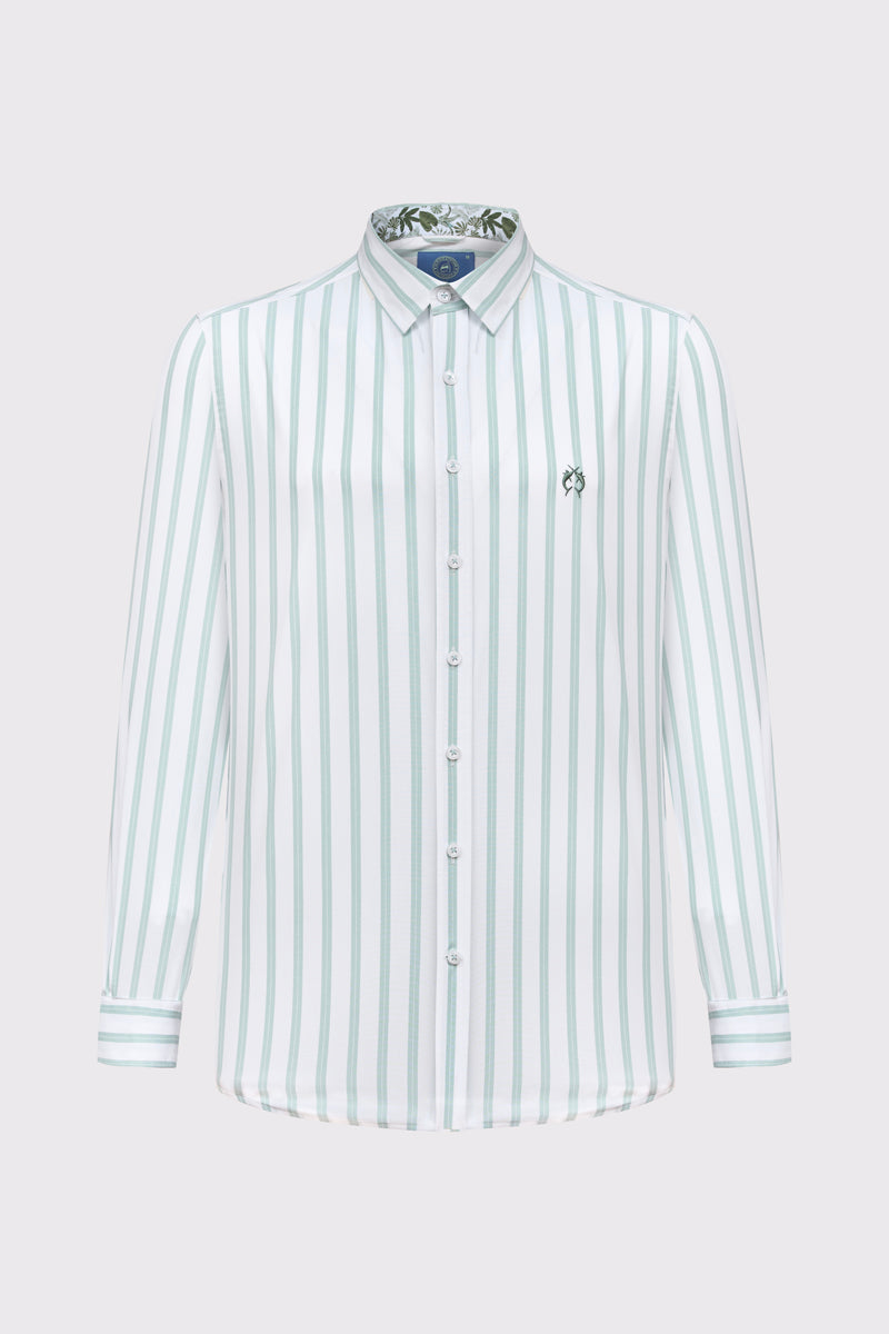 Herren Button-Down-Hemd Streifen – Baumwolle-Elasthan, Modern Fit – green stripe 1 #Farbe_52341 green stripe 1