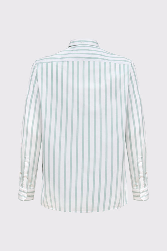 Men's Striped Button-Down Shirt – Cotton-Elastane, Modern Fit