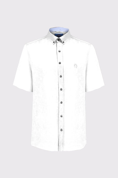 Linen-Cotton Short Sleeve Button-Down Shirt (1/2 Sleeve)