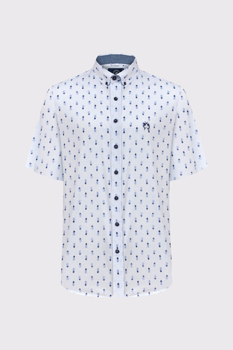 Modern Fit Kurzarmhemd mit Print – indigo print 1 #Farbe_84491 indigo print 1